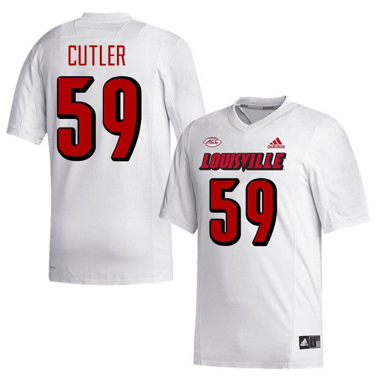 Men #59 Victor Cutler Louisville Cardinals College Football Jerseys Stitched-White